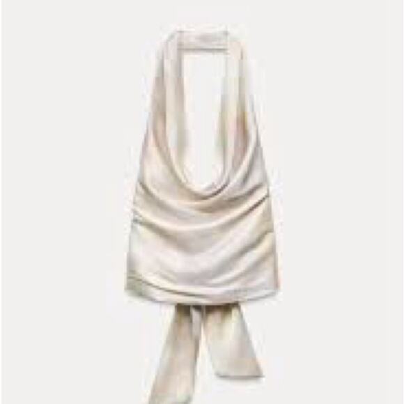 Zara Iridescent Cream Halter top NWT X Small - Picture 2 of 7